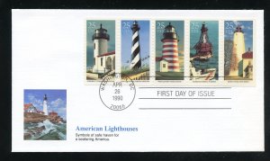 US 2474a Historic Lighthouses Bklt pane 5 UA Fleetwood cachet FDC