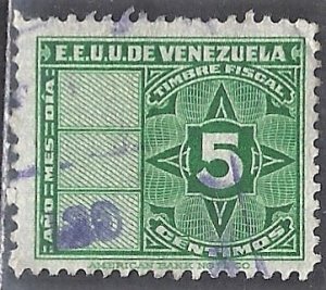 VENEZUELA  USED REVENUE STAMP - 1947 - VENEZ0126