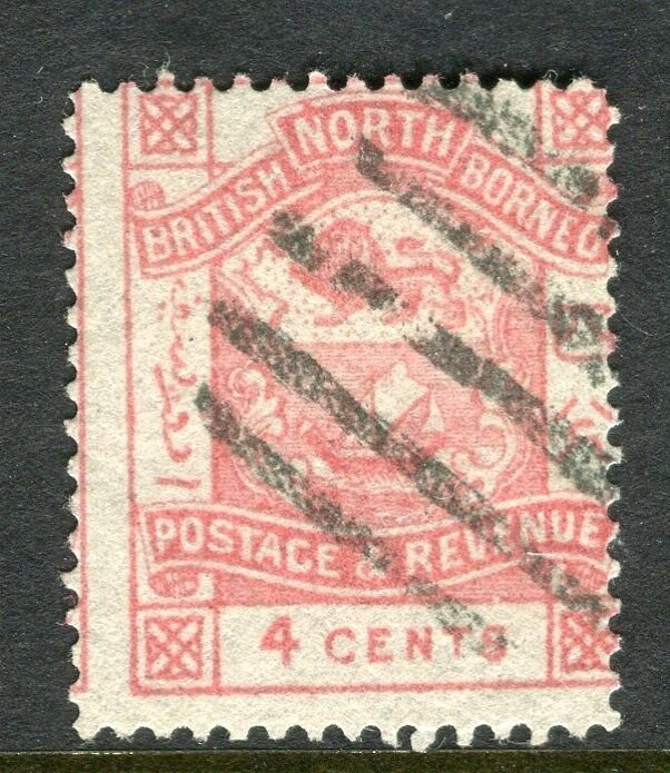 NORTH BORNEO;  1888-92 early classic 'Postage & Revenue' issue used 4c. value