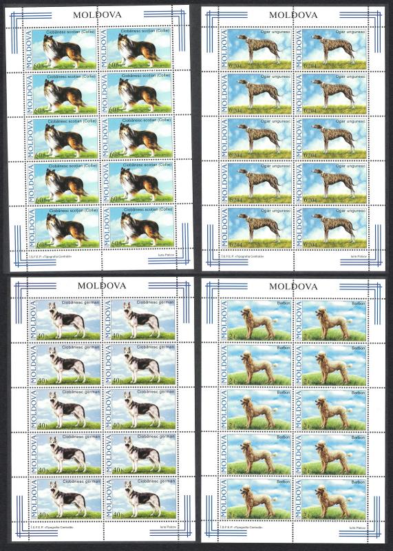 Moldova Dogs 4v Full Sheets 10 sets SG#557-560