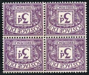 SGD60Wi 3d Postage Dues Block 4 Wmk Crowns Sideways Inverted U/M Cat 340+ pounds