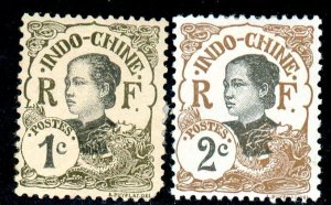 Indochina, Scott #41-42, Unused, Hinged