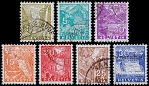 Switzerland Scott 219-225 (1934) Used F-VF Complete Set, CV $18.80 B