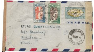 Pointe-A-Pitre, Guadeloupe to New York, NY 1945 A/M French & US censors (C5068)