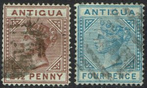 ANTIGUA 1879 QV 2½D AND 4D WMK CROWN CC USED