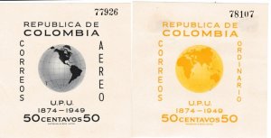 Colombia #  587, C199,UPU 75th Anniversary Souvenir Sheet, Mint Hinged, 1/2 Cat.
