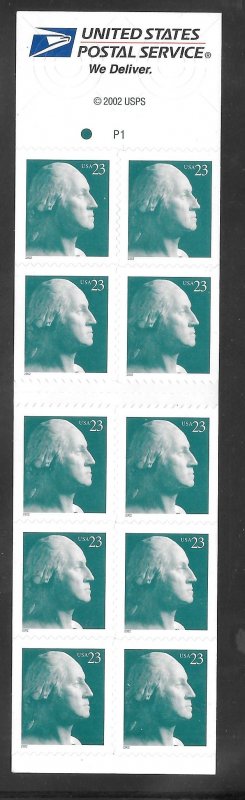 #3618C MNH Booklet Pane of 10 Plate #P1