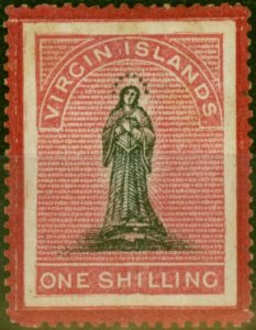 Virgin Islands 1867 1s Black & Rose-Carmine SG18 Fine MM-Variant 3