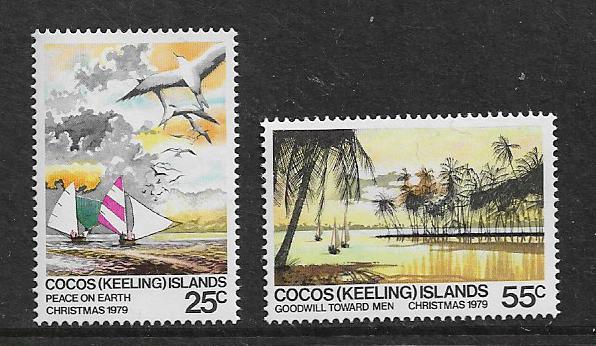 COCOS ISLANDS 51-52 MNH SAILBOATS IN LAGOON SET 1979