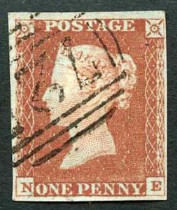 1841 Penny Red (NE) Four Margins No Faults