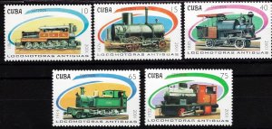 CUBA Sc# 4131-4135  ANTIQUE TRAINS locomotives CPL SET of 5  2001 MNH mint