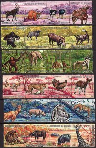 1975 Burundi Animals of Africa strips of 4 MNH Sc# 479 484 C218 C223 CV $94.90