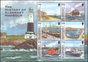 Alderney #446-451a, Complete Set(7), 2012, Ships, Lighthouses, Never Hinged