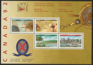 Canada 1992-  YOUTH PHILATELIC EXHIBITION -  MNH sheet # 1407a
