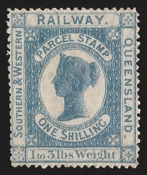 QUEENSLAND Railways : 1867 QV 'Parcel Stamp' 1/-. VERY RARE!