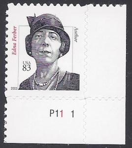 #3434 83c Edna Ferber (With Curving Shoulder) 2003 Mint NH