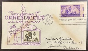 898 Crosby photo cachet Coronado Expedition 400th Anniversary FDC 1940