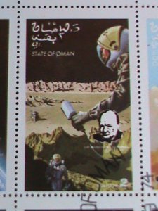 OMAN STAMP-1974 CENTENARY OF WINSTON CHURCHILL-SPACE-CTO FULL SHEET VERY FINE