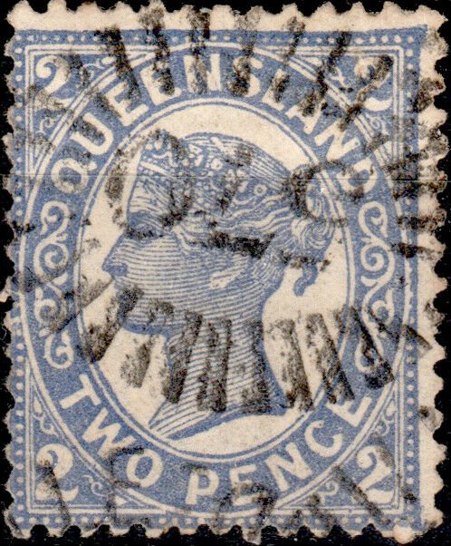 AUSTRALIA / QUEENSLAND 1897 - Numeral 570 of TOWNSVILLE on SG234 2d blue p.13