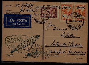 Hungary/Germany Zeppelin card 24.3.31