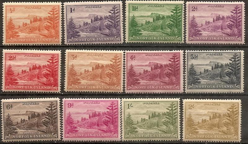 Norfolk Isl.  1-12 Mint OG 1947 Ball Bay View Definitives