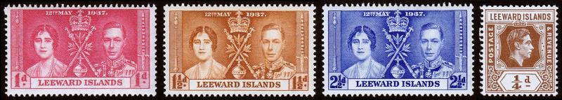 Leeward Islands Scott 100-102, 103 (1937-38) Mint H F-VF