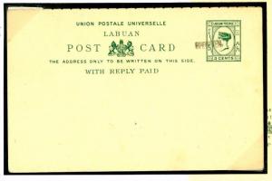 DBW315 1894	LABUAN 3c + 3c Specimen UPU Reply Card/Unused