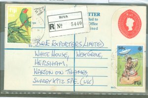 Fiji  1975 ? 50c + 6c reg env, used from 1983 from Suva