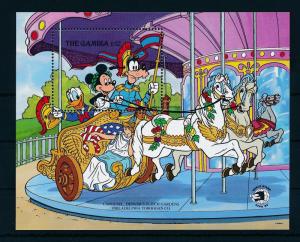 [22359] Gambia 1989 Disney Mickey Mouse Goofy Carousel Horses MNH