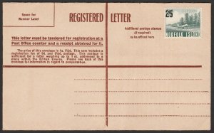 NORFOLK ISLAND Postal Stationery c1951 Formular stampless Reg Envelope ACSC FRE3