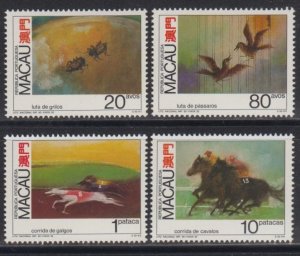 Macau 1990 Games Involving Animals Stamps Set of 4 MNH