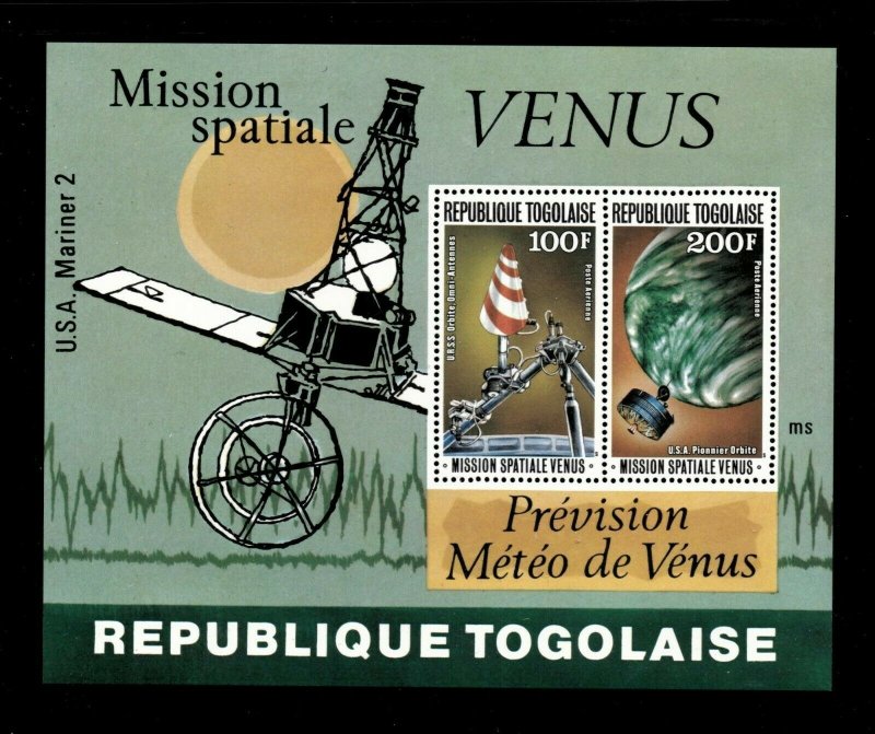 Togo 1978 - Venus Weather Forecast - Souvenir Sheet of 2 - Scott C345A - MNH