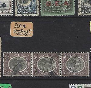 TANGANYIKA  (P0810B)  KGV 30C STRIP OF 3 MOROGORO CDS SG 98  VFU 