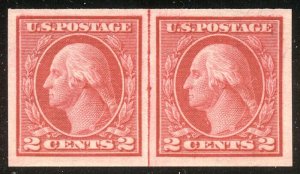 U.S. #459 Mint XF NH LINE PAIR w/ Cert - 2c Carmine, Imperf Rotary Coil