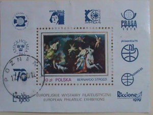 ​POLAND STAMP: 1972- FAMOUS PAINTING BY BERNARDO STROZZI CTO-HING - S/S SHEET