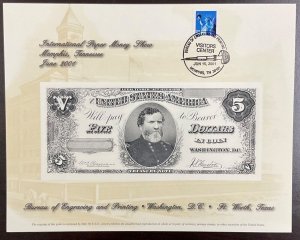 BEP B252 Souvenir Card $5 Treasury Note - Canceled & Uncanceled