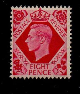 Great Brirain Sc 245 1939 8d bright rose George VI stamp mint