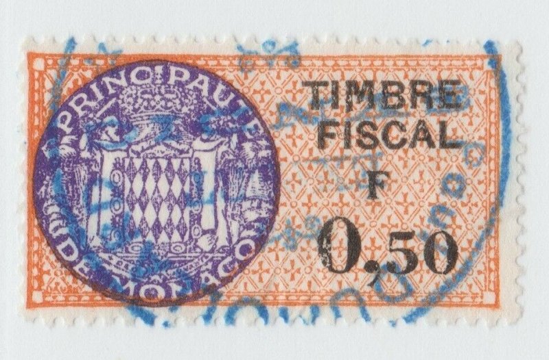 Monaco France revenue fiscal stamp 5-9-21- scarce