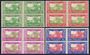 New Caledonia 144,146,148,150 blocks/4,MNH dry gum. Landscape,Chief's House,1928