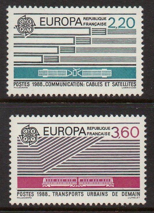 France 1988 Europa Transportation Communication VF MNH (2109-10)