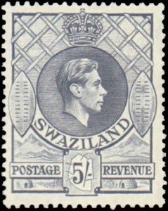 Swaziland #36, Incomplete Set, Key Value, 1938, Hinged