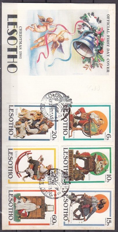 Lesotho, Scott cat. 344-349. Christmas & N. Rockwell issue. First day Cover. ^