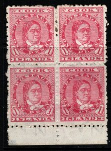 COOK ISLANDS SG29 1902 1d ROSE-PINK BLOCK OF 4 MTD MINT