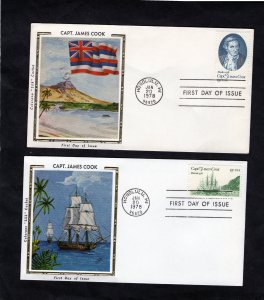 1732-1733 Capt. Cook, FDC set/2 Colorano Silk, Hawaii cancel