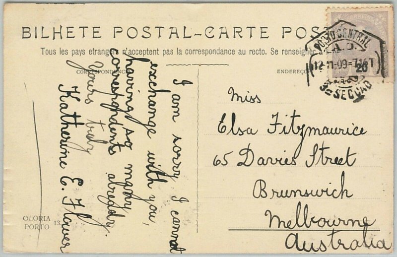 58220 - PORTUGAL - POSTAL HISTORY: POSTCARD to Australia - 1909-