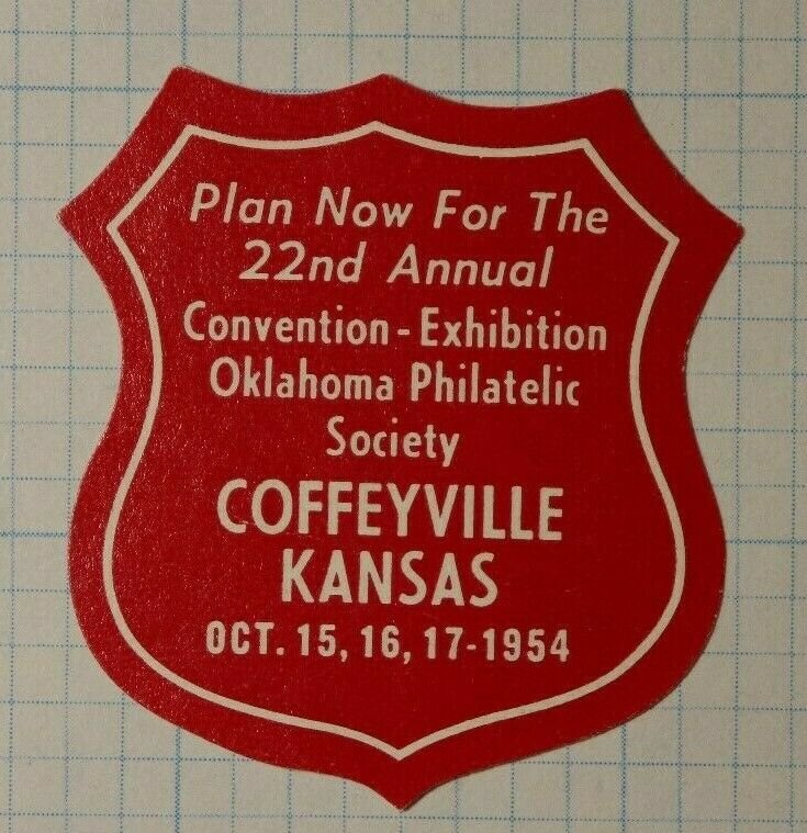 OPS Convention Exhibition Coffeyville KS 1954 Philatelic Souvenir Ad Label