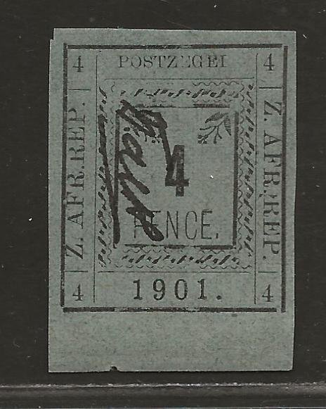 TRANSVAAL SC# 186(SG#12c) 'POSTZEGEI'  VF/MOG