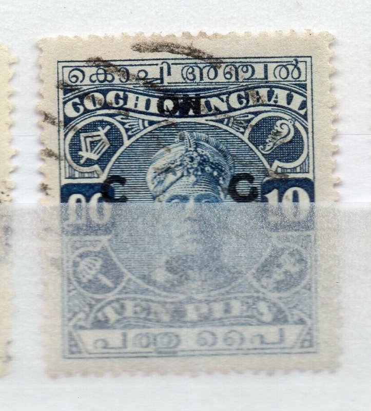 India Cochin 1948-49 Early Issue used Shade of 10p. Optd NW-16227