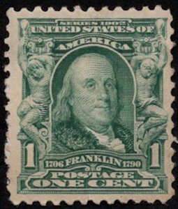 US #300 VF/XF mint hinged, well centered, super color, some paper on back, Fr...