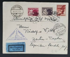 1931 Austria Germany LZ 127 Graf Zeppelin Vienna Flight  Air Mail Stamps Cover